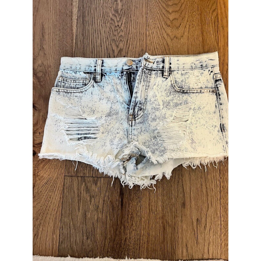 Forever 21 Jean Shorts Womens Cutoffs Distressed Acid Wash White Size 27